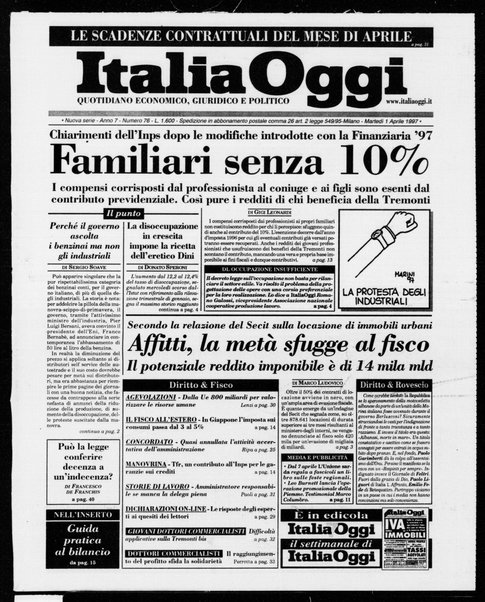 Italia oggi : quotidiano di economia finanza e politica